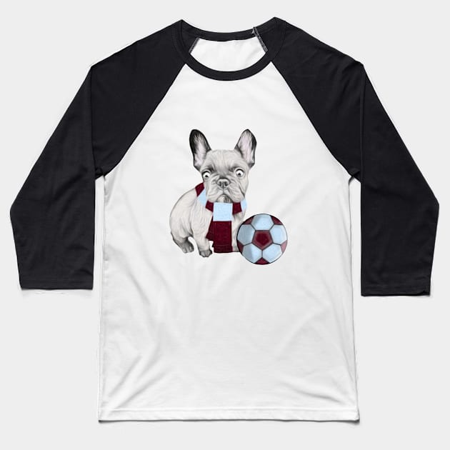 Football Supporting French Bulldog Baseball T-Shirt by NikkiBear67